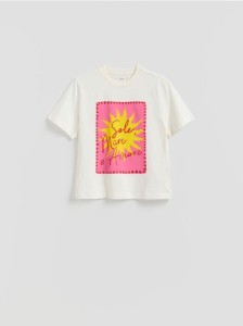 T-shirt z nadrukiem - złamana biel