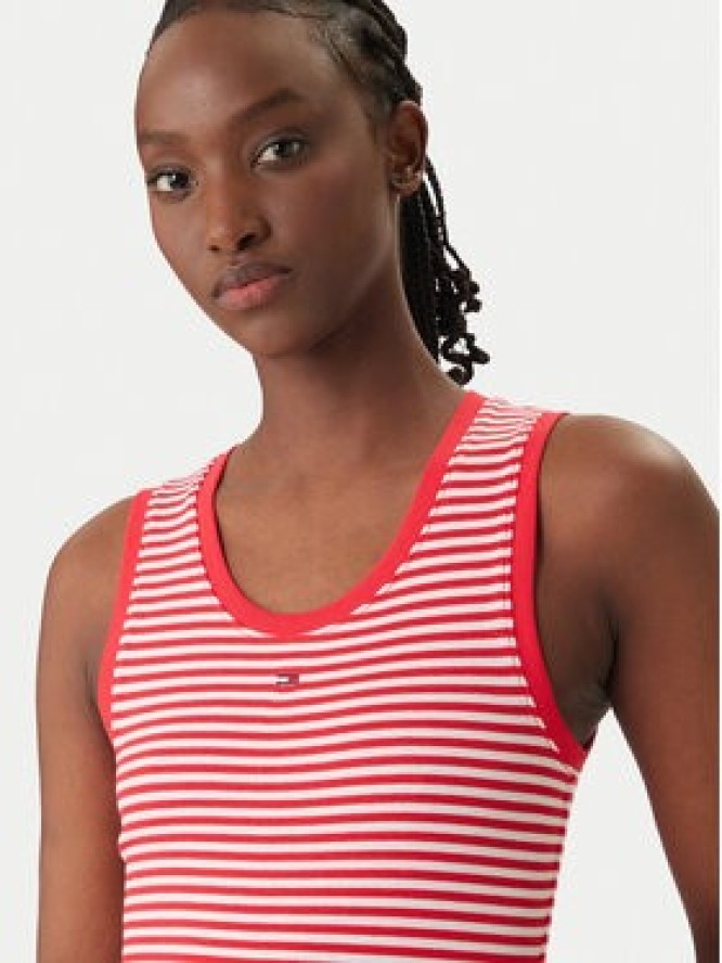 Tommy Jeans Top Essential DW0DW20673 Czerwony Slim Fit