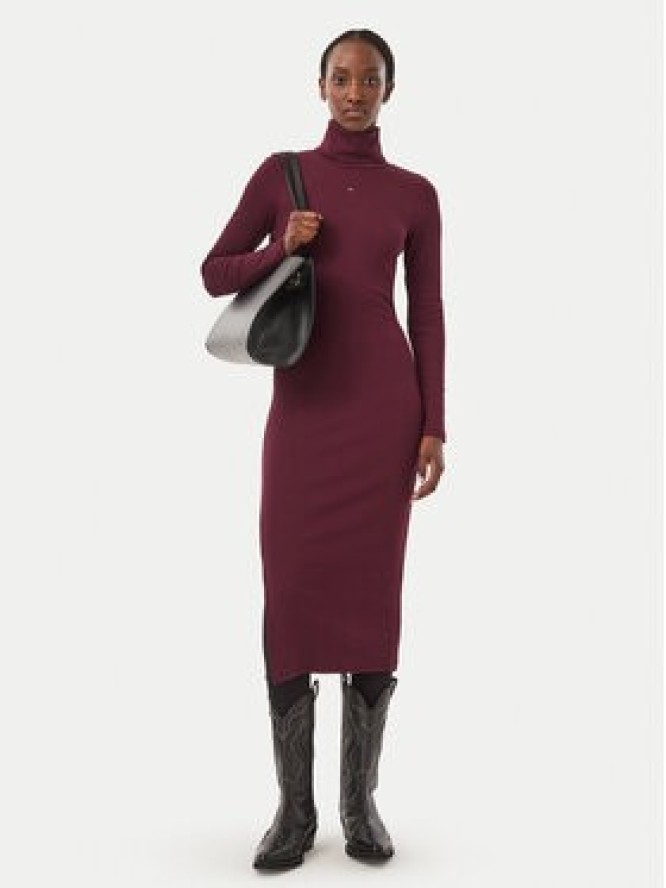 Tommy Jeans Sukienka dzianinowa Bodycon DW0DW23320 Fioletowy Slim Fit