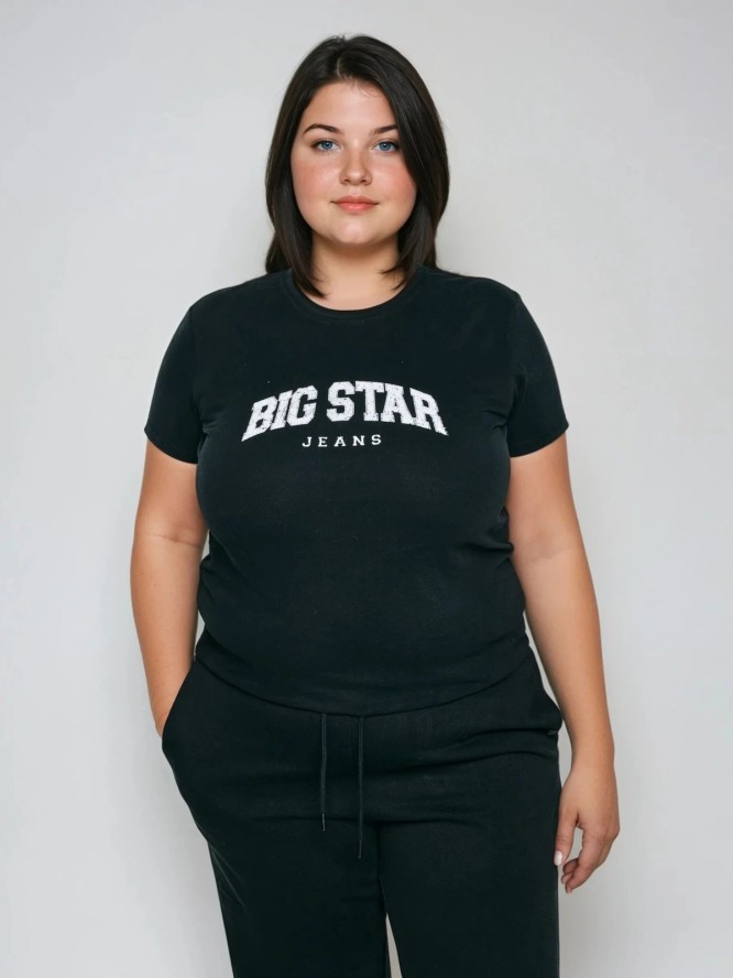 Koszulka damska bawełniana z logo BIG STAR czarna Ramila 906