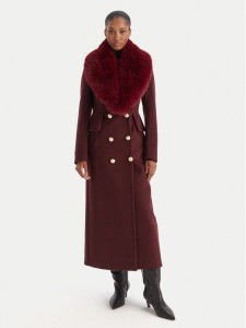 YES LONDON Płaszcz wełniany CD1230ECO Bordowy Regular Fit