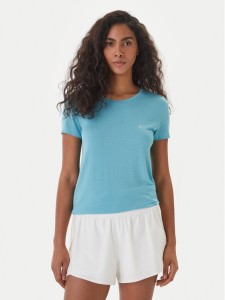 Emporio Armani T-Shirt EW000408 AF19024 U9163 Turkusowy Regular Fit
