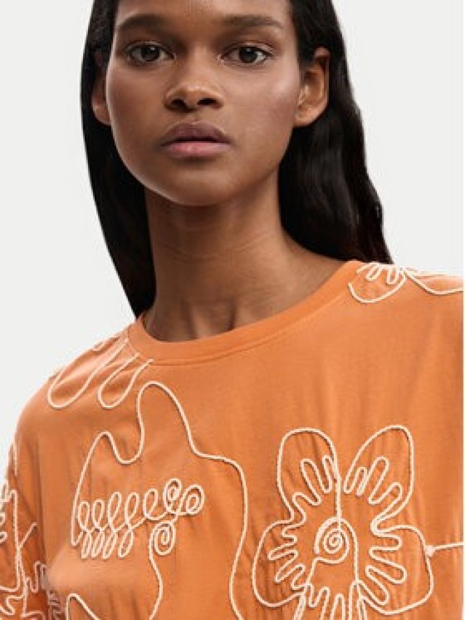 Desigual T-Shirt Genova 26SWTK48 Pomarańczowy Regular Fit