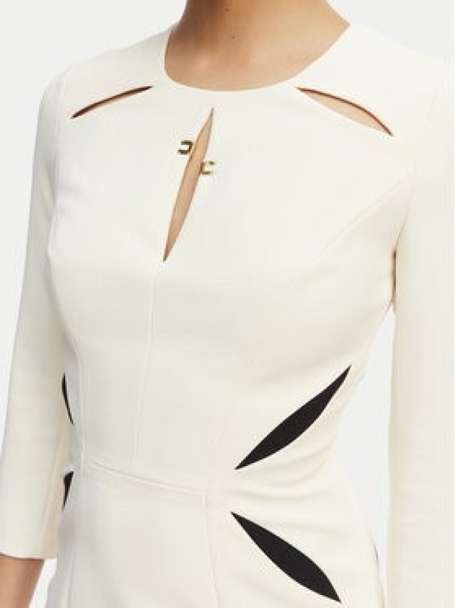 Elisabetta Franchi Sukienka koktajlowa AB-868-61E2-V390 Kremowy Slim Fit