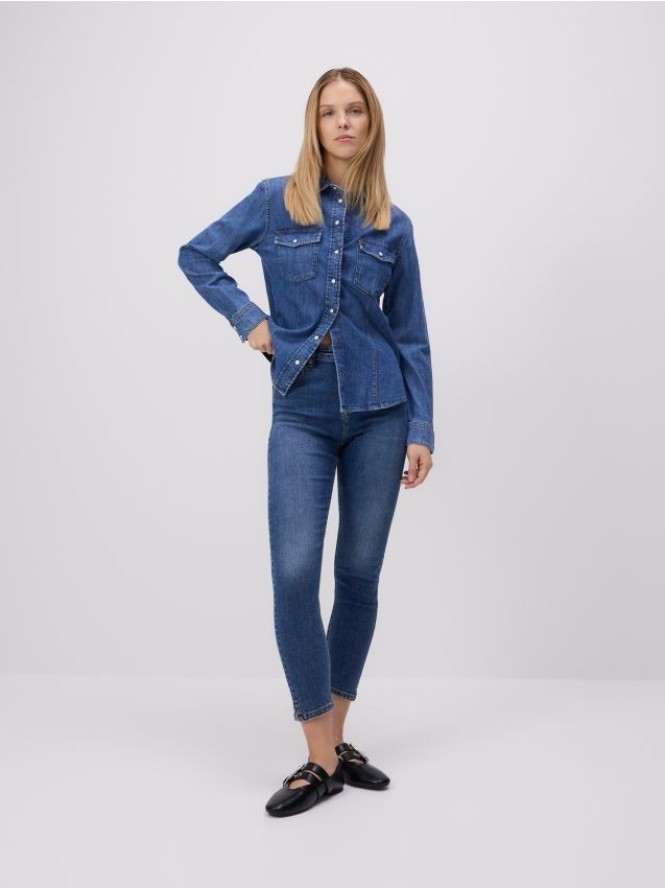 Jeansy slim push up - granatowy