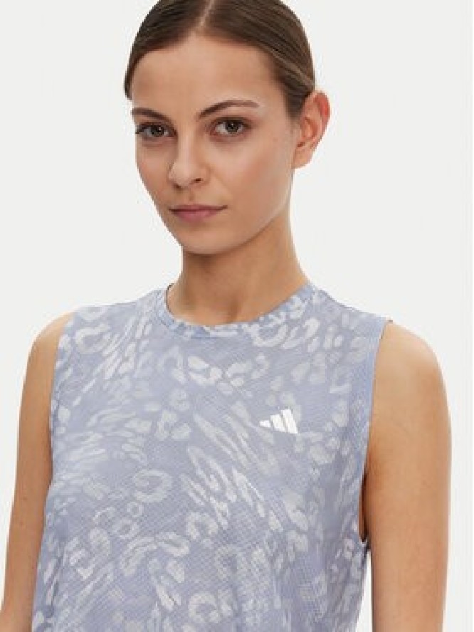 adidas Koszulka techniczna Own the Run 3-Stripes JD7763 Niebieski Regular Fit