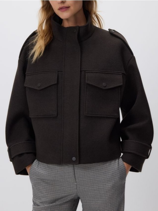 Kurtka z kieszeniami - ciemnobrązowy