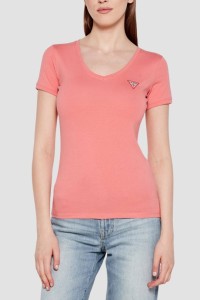GUESS Różowy damski t-shirt Mini Triangle, Rozmiar M