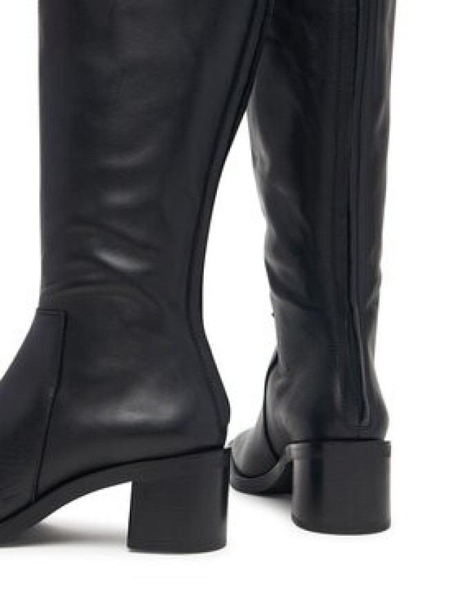 Calvin Klein Kozaki Block Heel High Boot Zip Lth HW0HW03172 Czarny