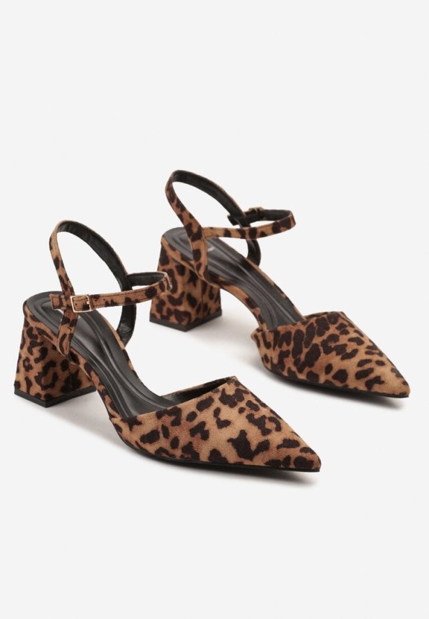 Panterkowe Sandały Lakierowane na Geometrycznym Słupku Sopelisse