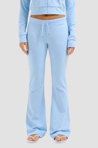JUICY COUTURE Błękitne damskie spodnie dresowe Single Jersey Apollo Low Rise, Rozmiar L