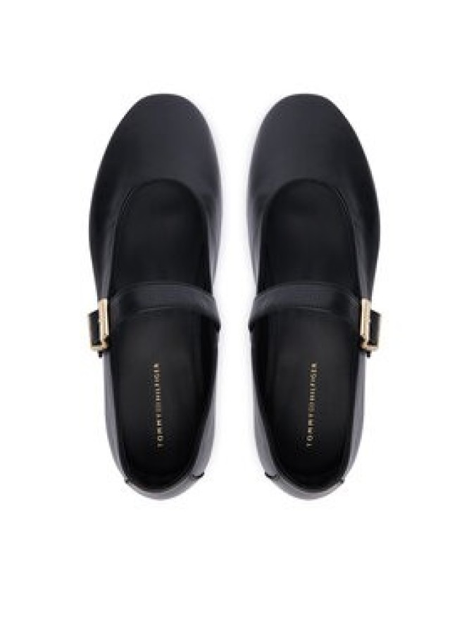 Tommy Hilfiger Baleriny Buckle Leather Ballerina FW0FW09684 Czarny