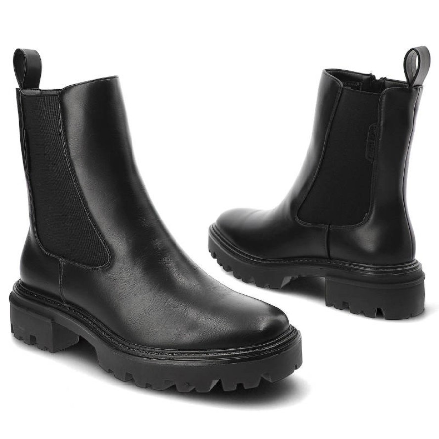 Czarne Botki Cross Jeans Ocieplane Obuwie Damskie