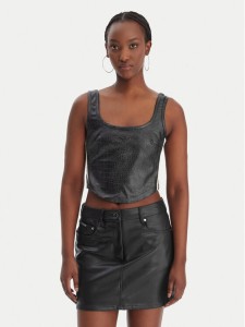 adidas Top Pleather KE5041 Czarny Slim Fit