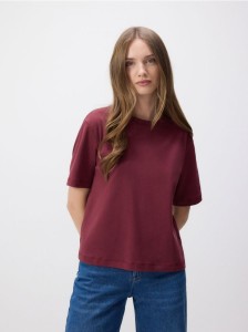 Bawełniany t-shirt - burgundowy