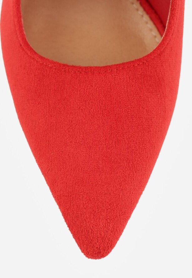 Czerwone Szpilki Vices z Ozdobnymi Paskami Tamorniel