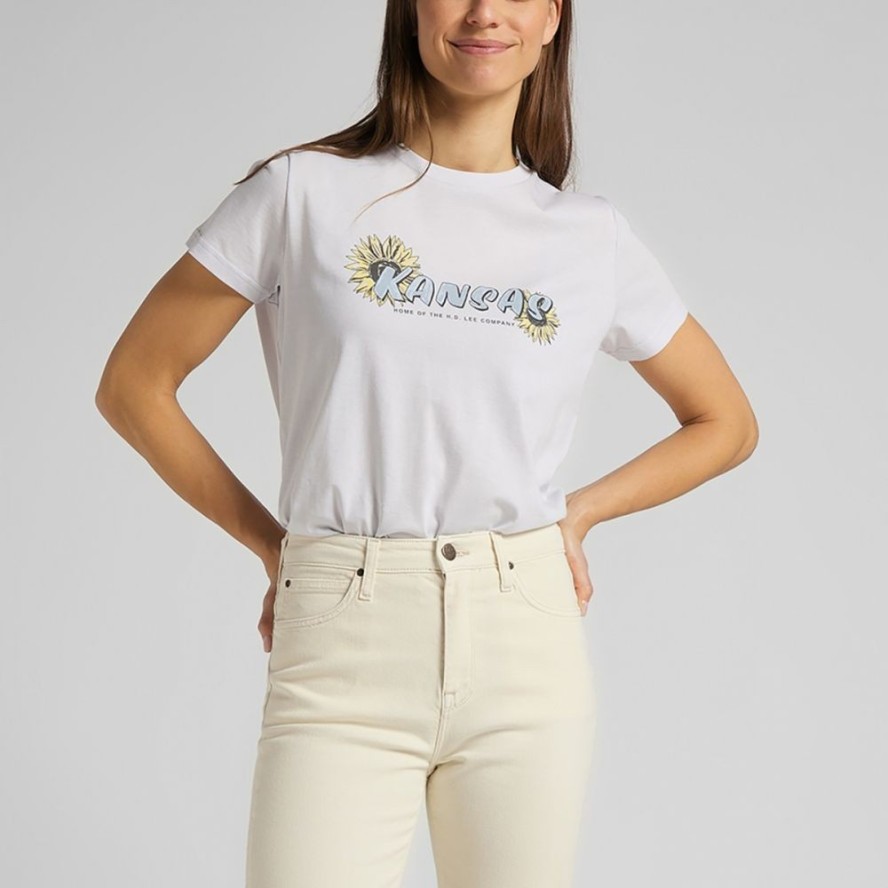 DAMSKI T-SHIRT LEE KANSAS GRAPHIC TEE LILAC HUNT L44HEPQC 112109879