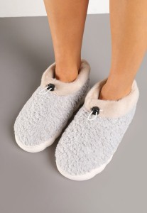 Szare Kapcie Vices z Futerkiem i Dodatkowym Ściągaczem Calavina