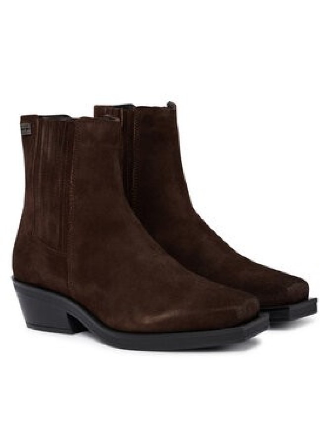 Tommy Jeans Botki Tjw Suede Cowboy Boots EN0EN03142 Brązowy ciemny
