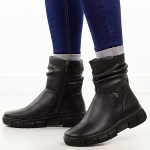 Czarne skórzane botki damskie Cambell 19304