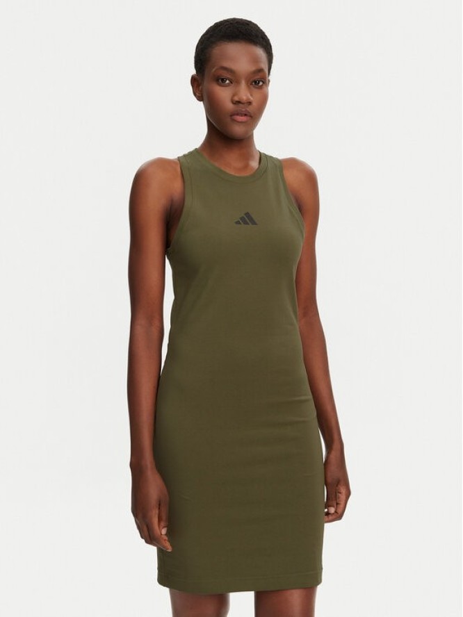 adidas Sukienka codzienna Future Icons Small Logo JE0201 Zielony Slim Fit