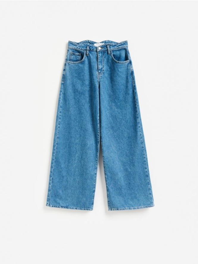 Jeansy wide leg - niebieski