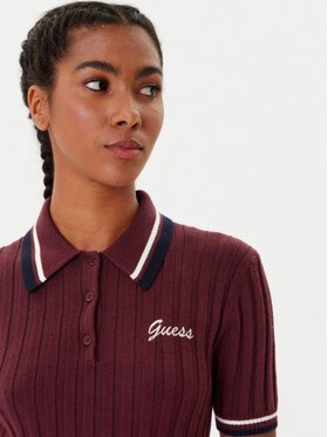 Guess Sweter V5BP04 Z1152 Bordowy Regular Fit