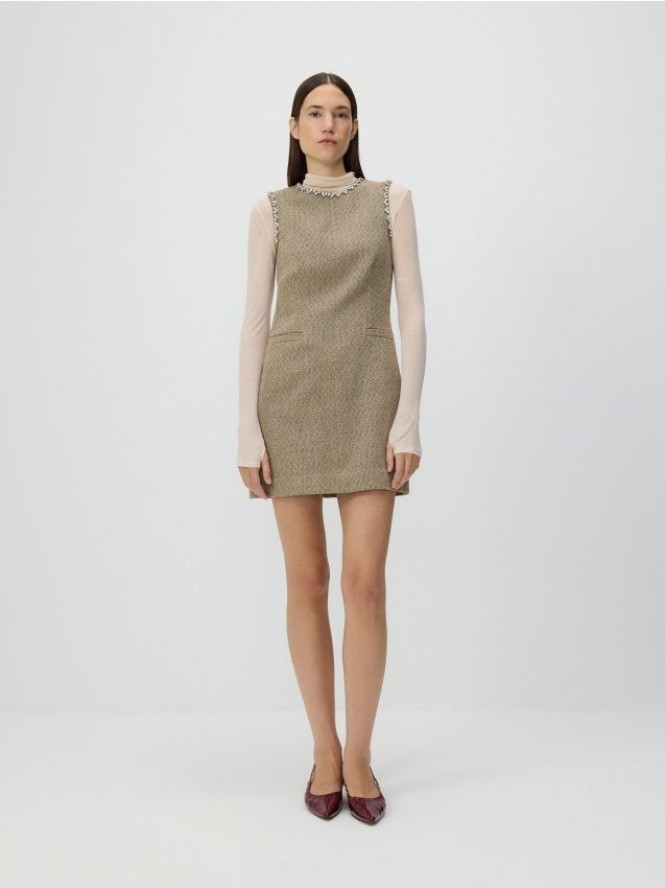 Sukienka mini z domieszką wełny - wielobarwny