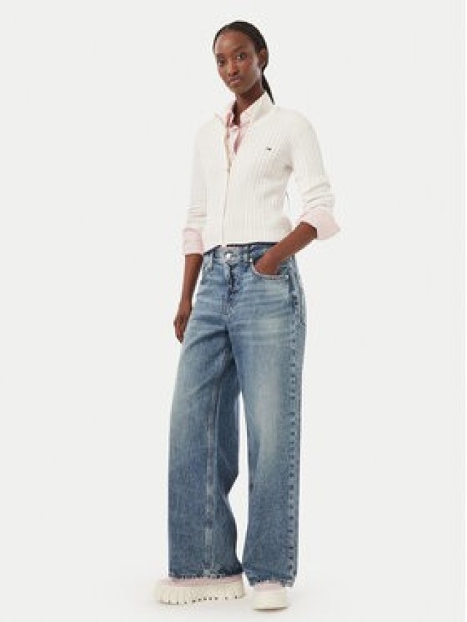 Tommy Jeans Kardigan DW0DW23355 Kremowy Slim Fit