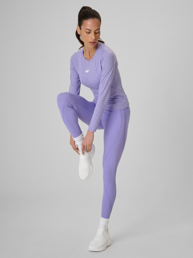 4F Longsleeve treningowy slim szybkoschnący damski - fioletowy L
