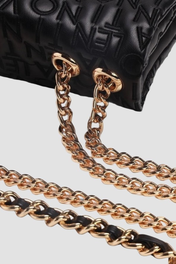 VALENTINO Czarna logowana damska torebka Dram Flap Bag