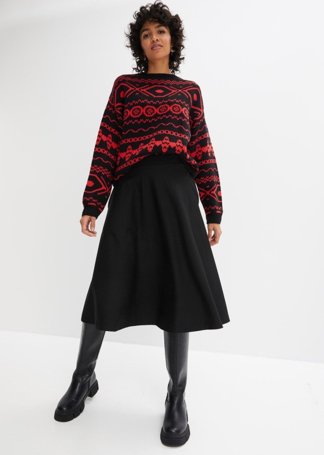 Spódnica midi z mieszanki wiskozy, dł. za kolano