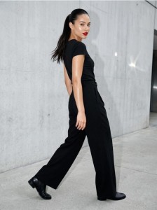 Eleganckie spodnie wide leg - czarny