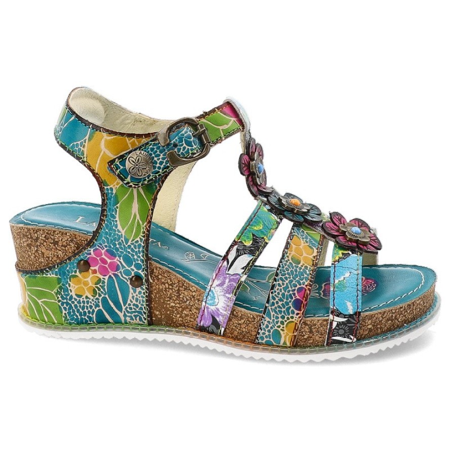 Niebieskie Sandały Laura Vita Eleganckie Obuwie Damskie