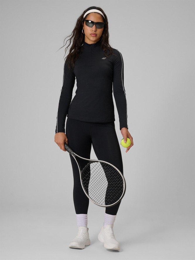 4F Longsleeve slim gładki damski - czarny S