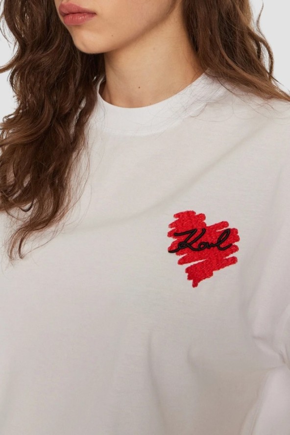 KARL LAGERFELD Biały damski top Hearts Cropped, Rozmiar S