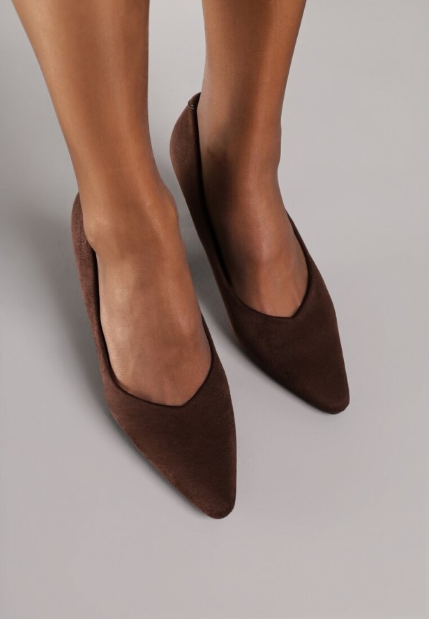 Brązowe Czółenka Vices na Klepsydrze z Wkładką ze Skóry Naturalnej Dodvira