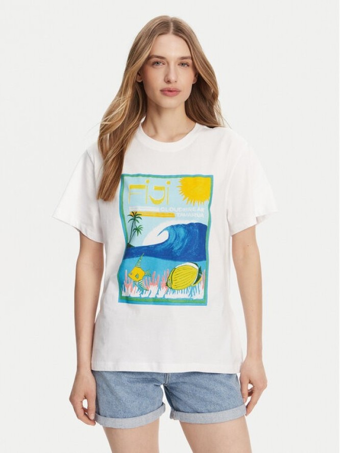 Roxy T-Shirt ERJZT05899 Biały Relaxed Fit