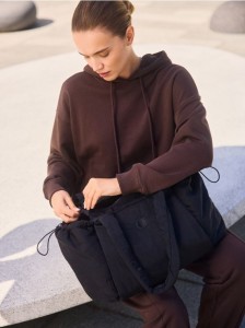 Bawełniana bluza z kapturem - ciemnobrązowy