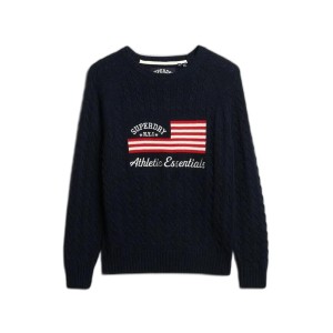 Sweter damski z warkoczowym splotem Superdry Flag