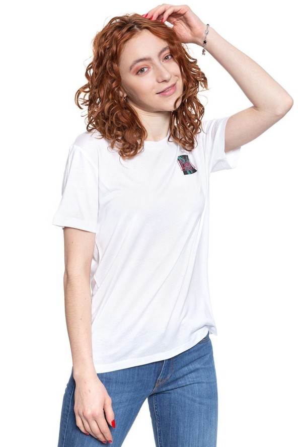 LEE RELAXED FIT TEE DAMSKI T-SHIRT KOSZULKA LOGO BRIGHT WHITE L40CBWLJ 112108494