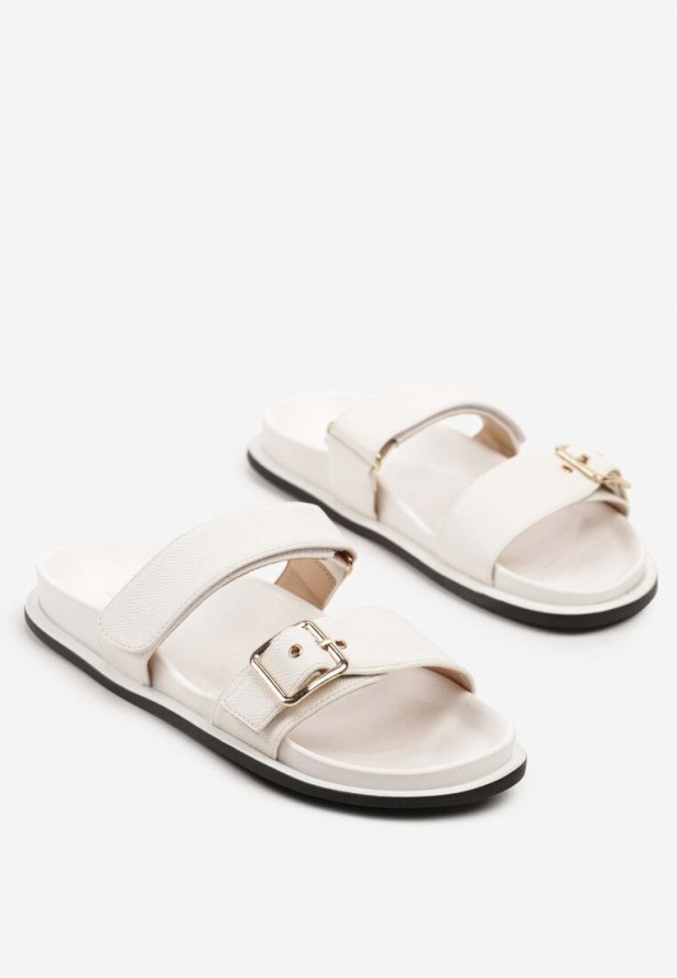 Białe Klapki z Dwoma Paskami Navolssa