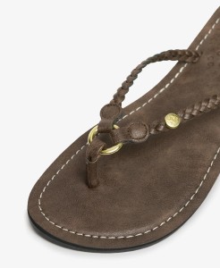 superdry klapki z ekoskóry z plecionym paskiem – Fudge Brown