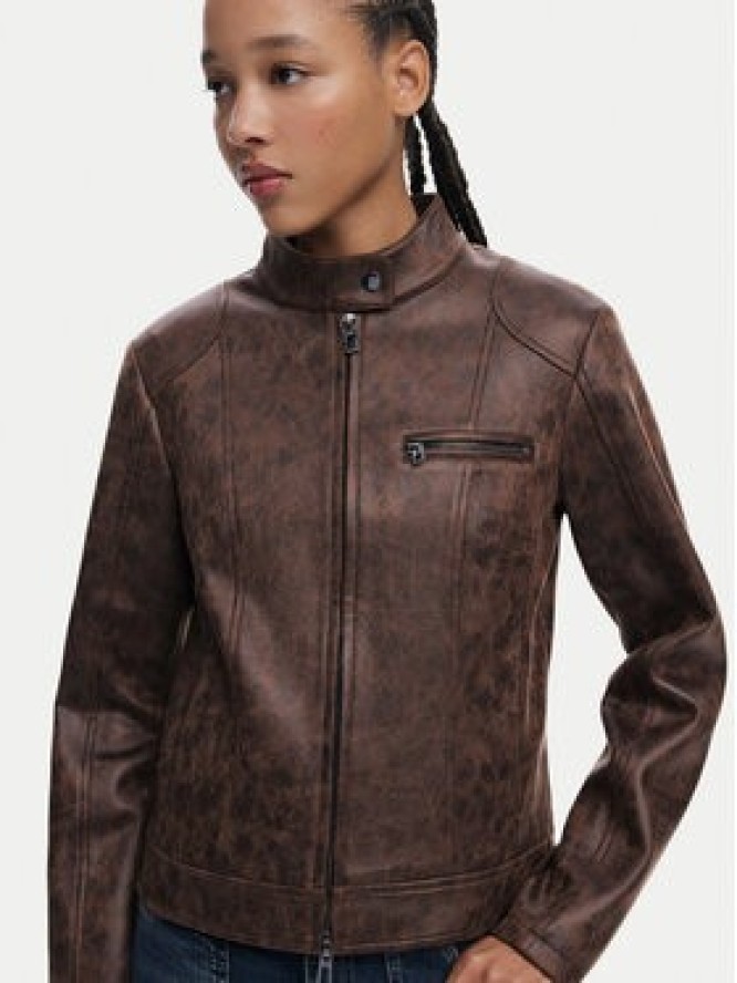 Desigual Kurtka skórzana 25SWEW46 Brązowy Regular Fit