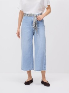 Jeansy culotte z chustką - niebieski