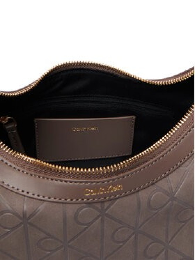 Calvin Klein Torebka Emblem Aop Sueded Shoulder Bag LV04F3880G Beżowy