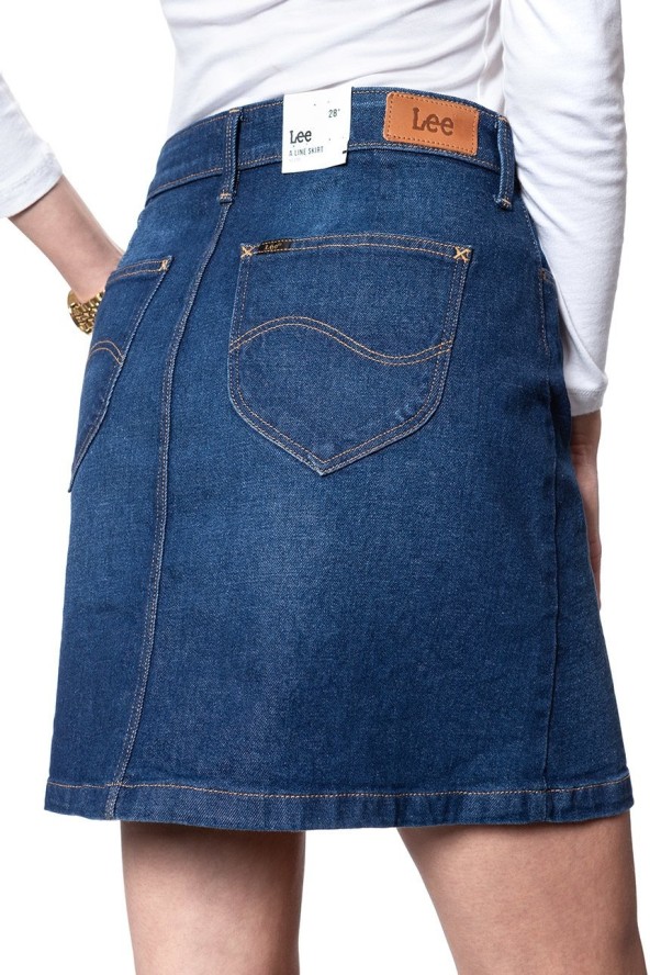 SPÓDNICA JEANSOWA LEE A LINE SKIRT DARK GARNER L38NDJUV 112108277