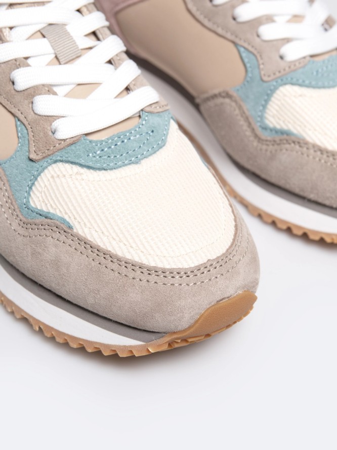 Sneakersy damskie z kolorowymi wstawkami beżowe RR274252 801