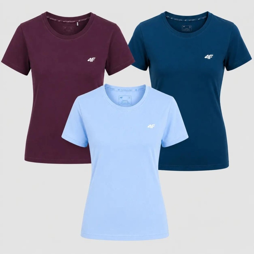ZESTAW KOSZULEK DAMSKICH 4F KOMPLET T-SHIRT 3PAK SPORTOWY SS26
