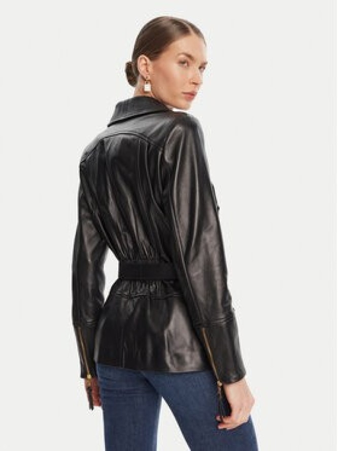 Elisabetta Franchi Kurtka skórzana GD-50Z-56E2-V1350 Czarny Regular Fit